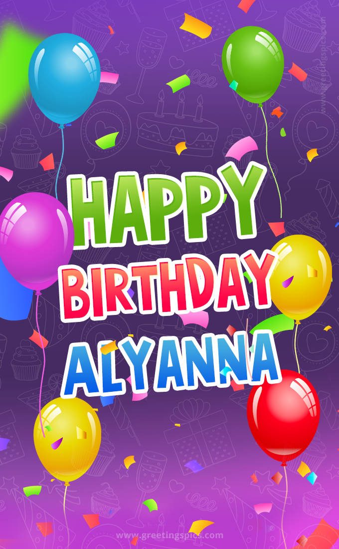 Happy Birthday Alyanna Festive Greeting Card (tall rectangle shape picture)