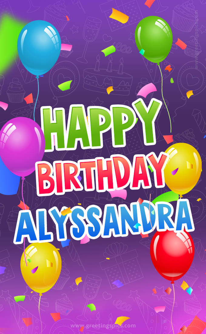 Happy Birthday Alyssandra Festive Greeting Card (tall rectangle shape picture)