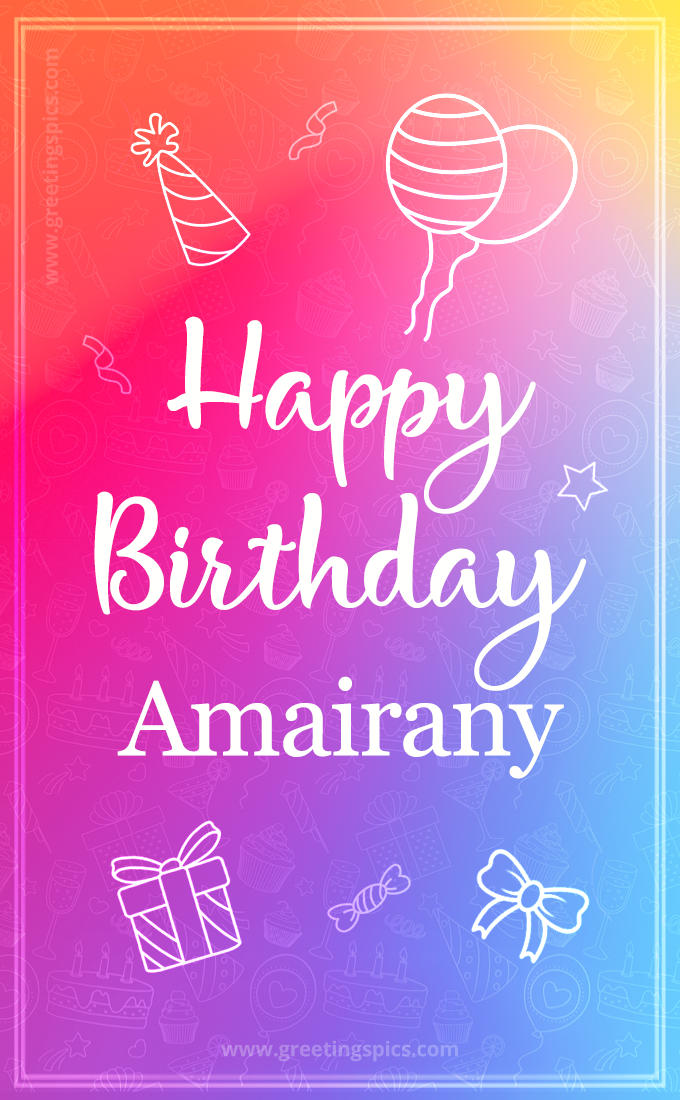 Colorful Happy Birthday Card For Amairany (tall rectangle shape picture)