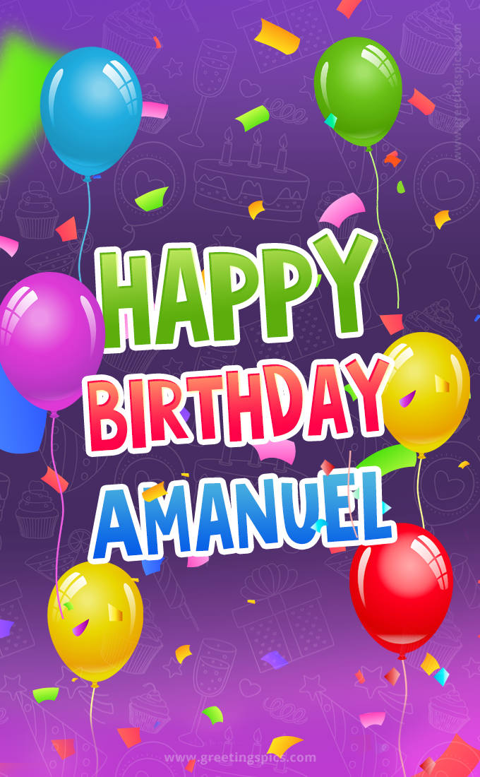 Happy Birthday Amanuel Festive Greeting Card (tall rectangle shape picture)