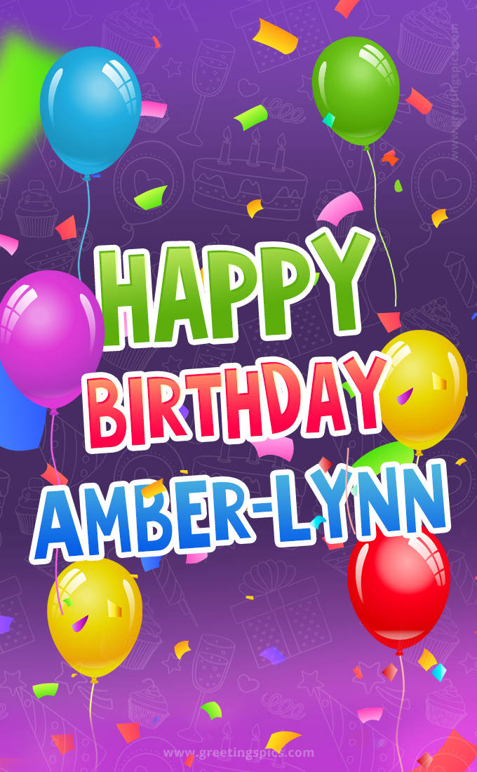 Happy Birthday Amber-Lynn Festive Greeting Card (tall rectangle shape picture)