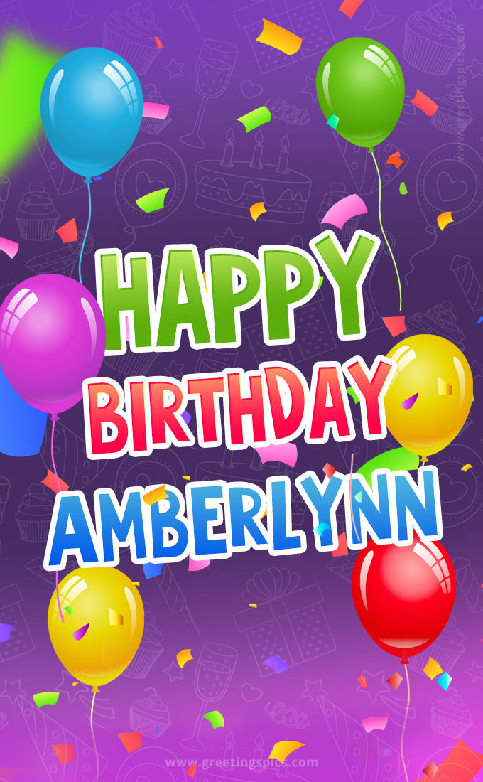 Happy Birthday Amberlynn Festive Greeting Card (tall rectangle shape picture)
