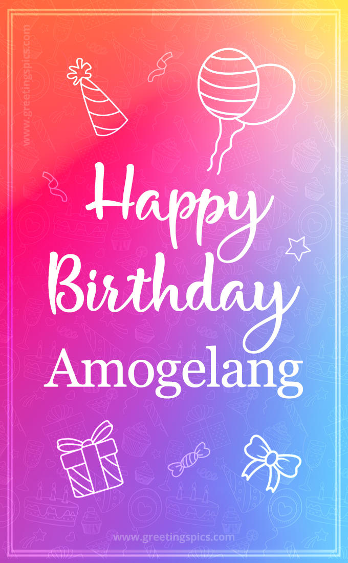 Colorful Happy Birthday Card For Amogelang (tall rectangle shape picture)