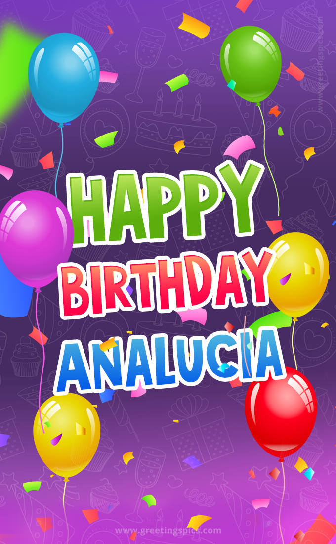 Happy Birthday Analucia Festive Greeting Card (tall rectangle shape picture)