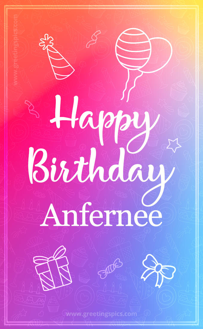 Colorful Happy Birthday Card For Anfernee (tall rectangle shape picture)