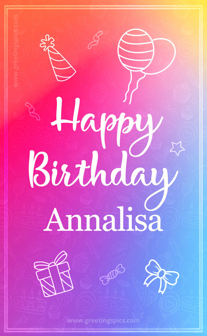 Colorful Happy Birthday Card For Annalisa (tall rectangle shape picture)