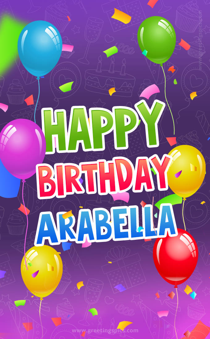 Happy Birthday Arabella Festive Greeting Card (tall rectangle shape picture)