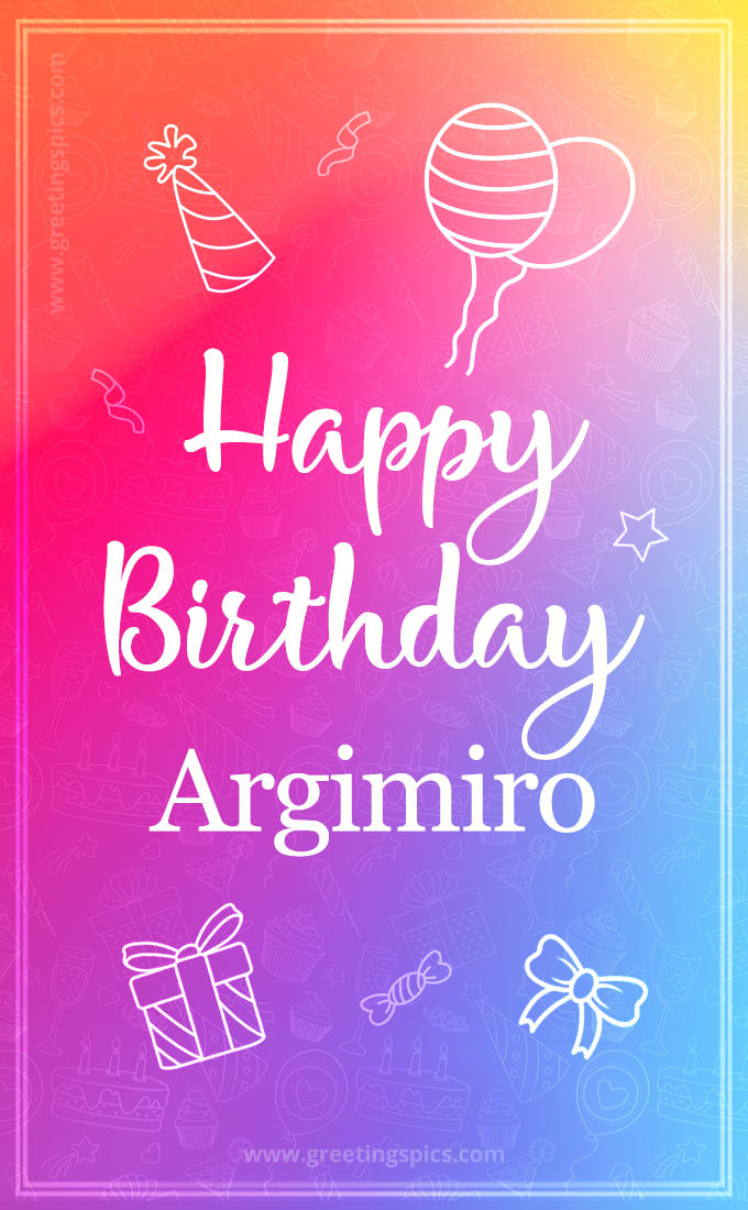 Colorful Happy Birthday Card For Argimiro (tall rectangle shape picture)