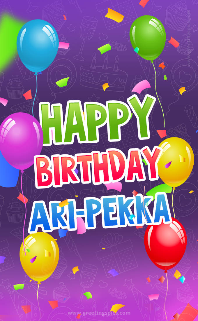 Happy Birthday Ari-Pekka Festive Greeting Card (tall rectangle shape picture)