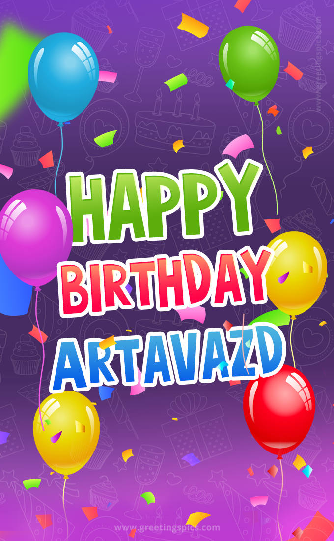 Happy Birthday Artavazd Festive Greeting Card (tall rectangle shape picture)