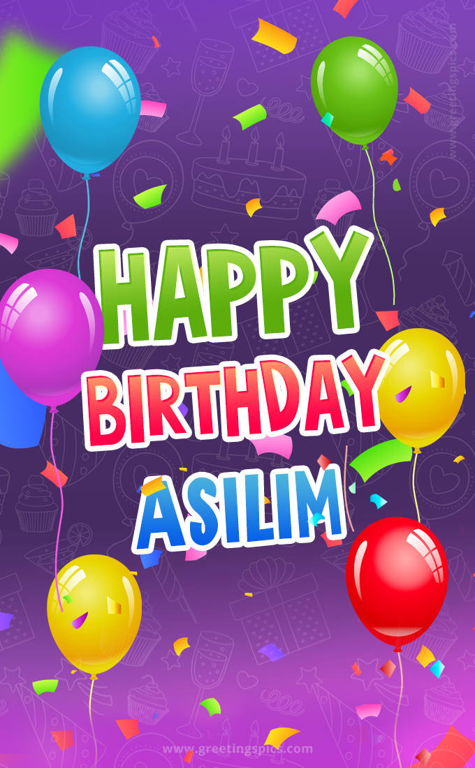 Happy Birthday Asilim Festive Greeting Card (tall rectangle shape picture)