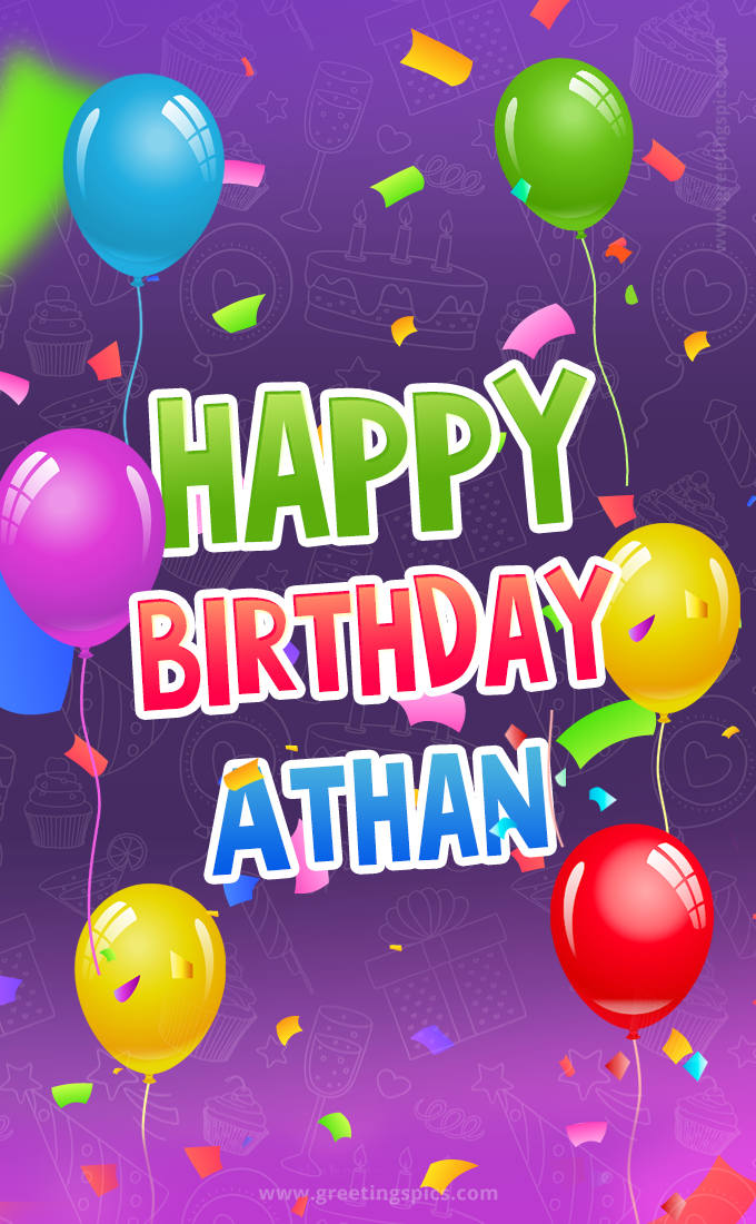 Happy Birthday Athan Festive Greeting Card (tall rectangle shape picture)