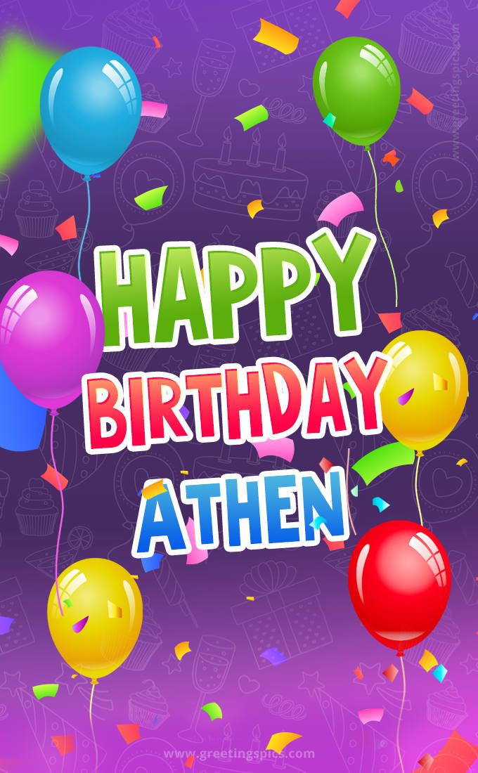 Happy Birthday Athen Festive Greeting Card (tall rectangle shape picture)