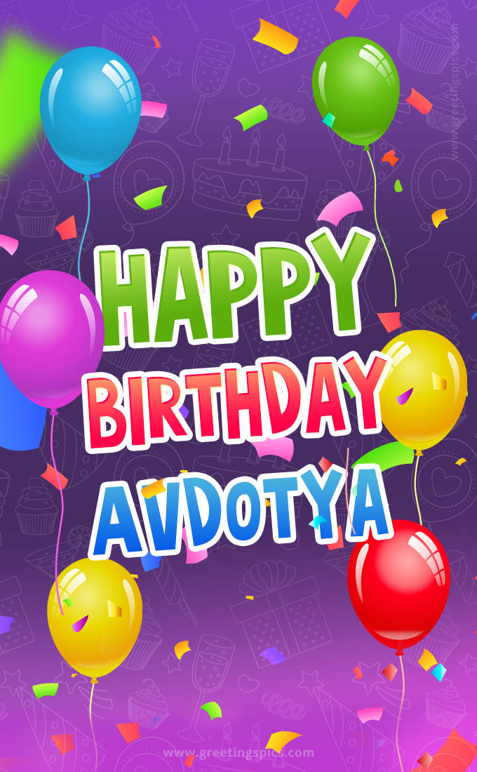 Happy Birthday Avdotya Festive Greeting Card (tall rectangle shape picture)