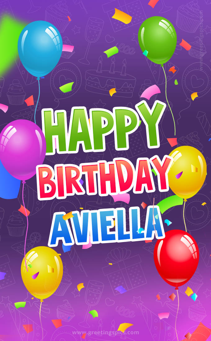 Happy Birthday Aviella Festive Greeting Card (tall rectangle shape picture)