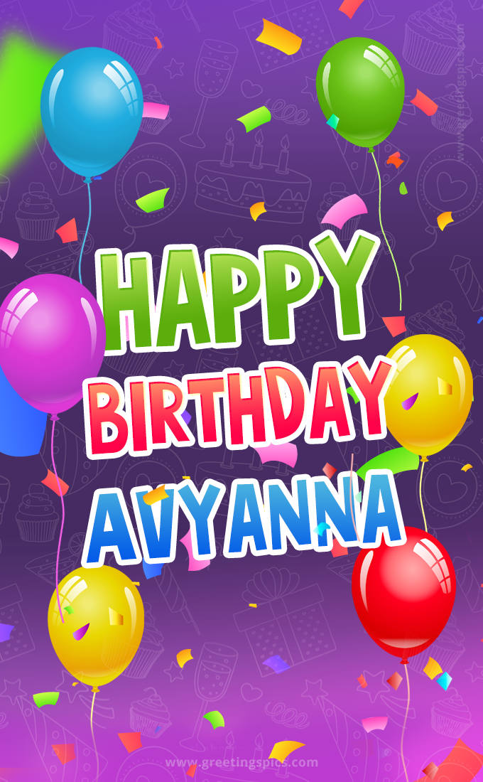 Happy Birthday Avyanna Festive Greeting Card (tall rectangle shape picture)