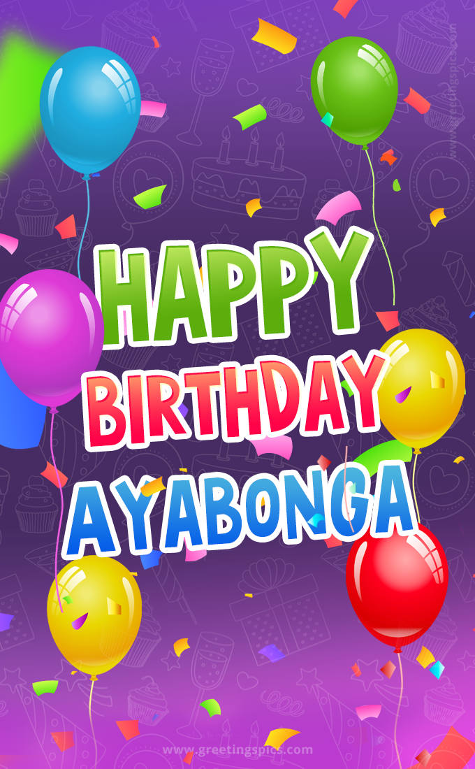 Happy Birthday Ayabonga Festive Greeting Card (tall rectangle shape picture)