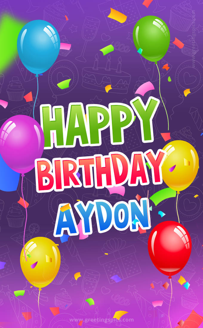 Happy Birthday Aydon Festive Greeting Card (tall rectangle shape picture)