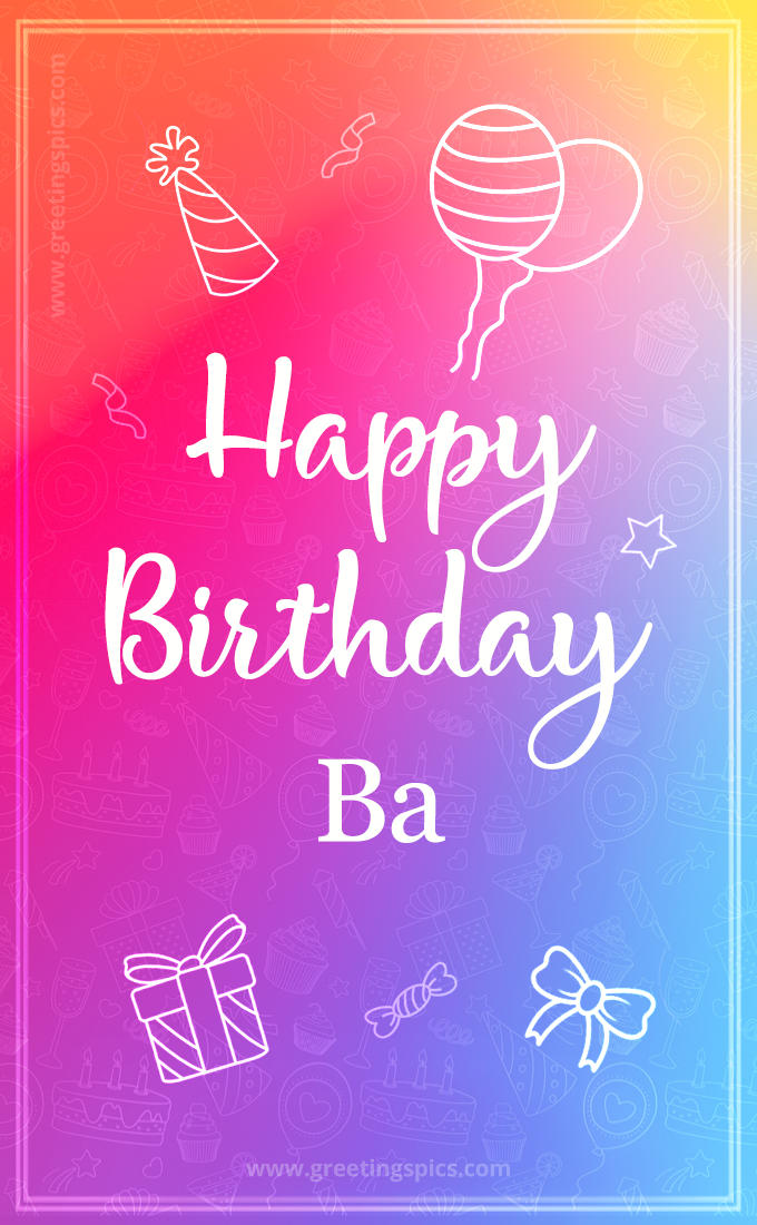 Colorful Happy Birthday Card For Ba (tall rectangle shape picture)