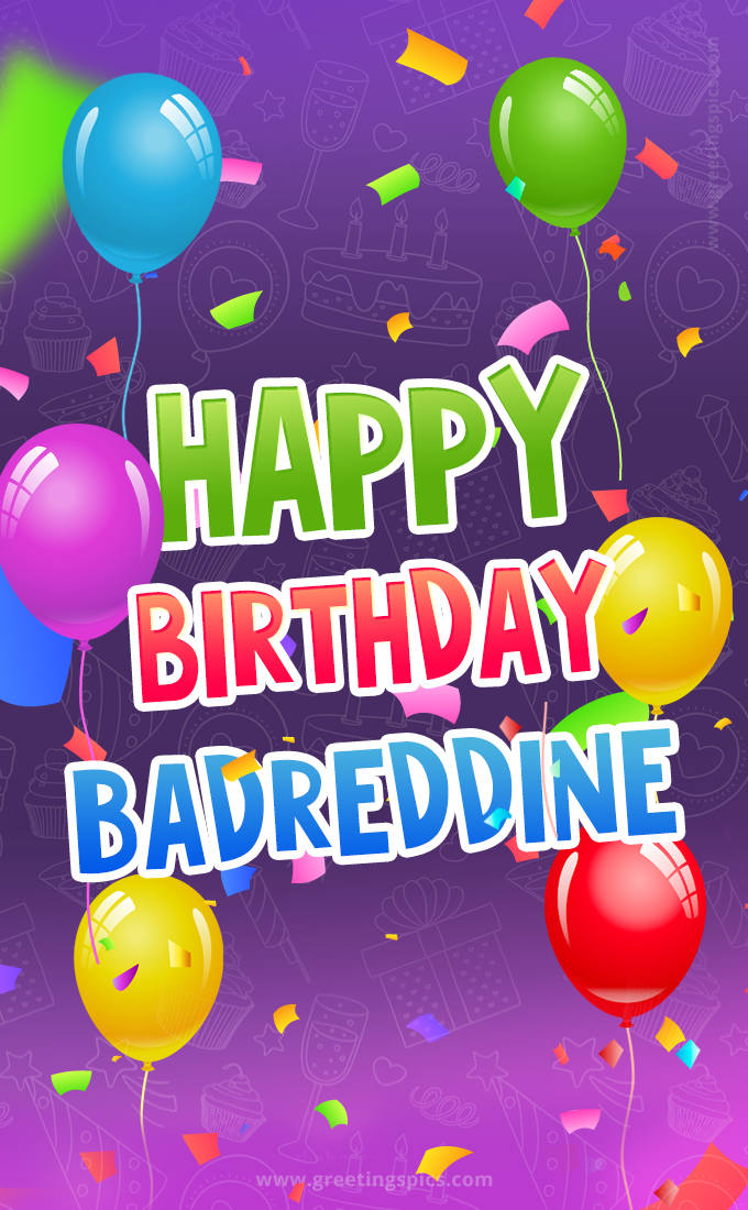 Happy Birthday Badreddine Festive Greeting Card (tall rectangle shape picture)