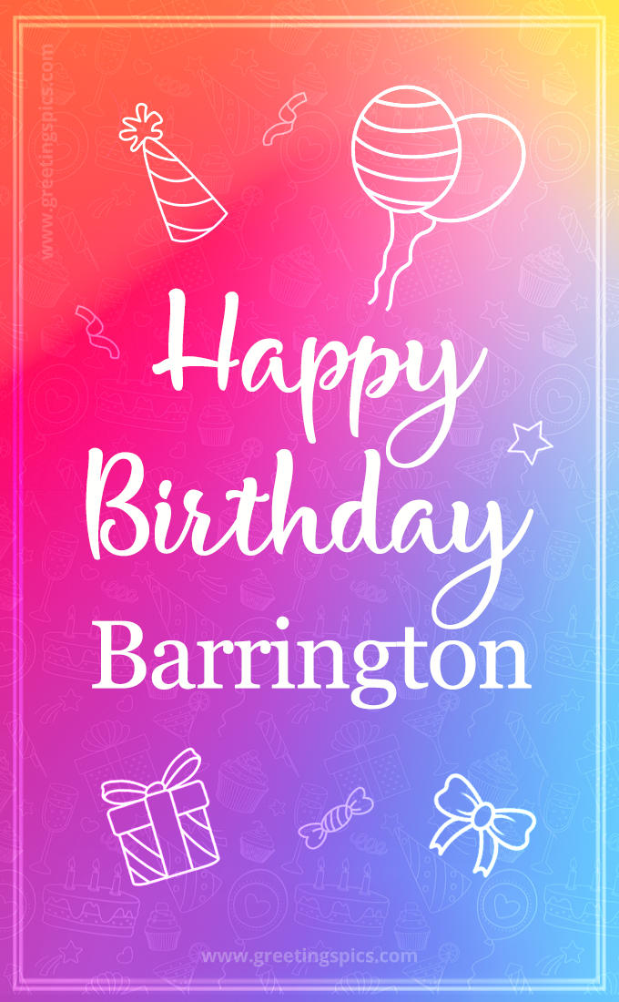 Colorful Happy Birthday Card For Barrington (tall rectangle shape picture)