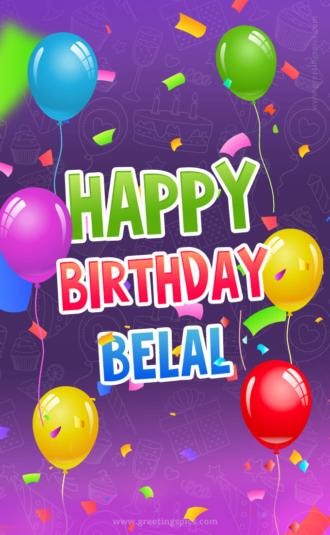 Happy Birthday Belal Festive Greeting Card (tall rectangle shape picture)