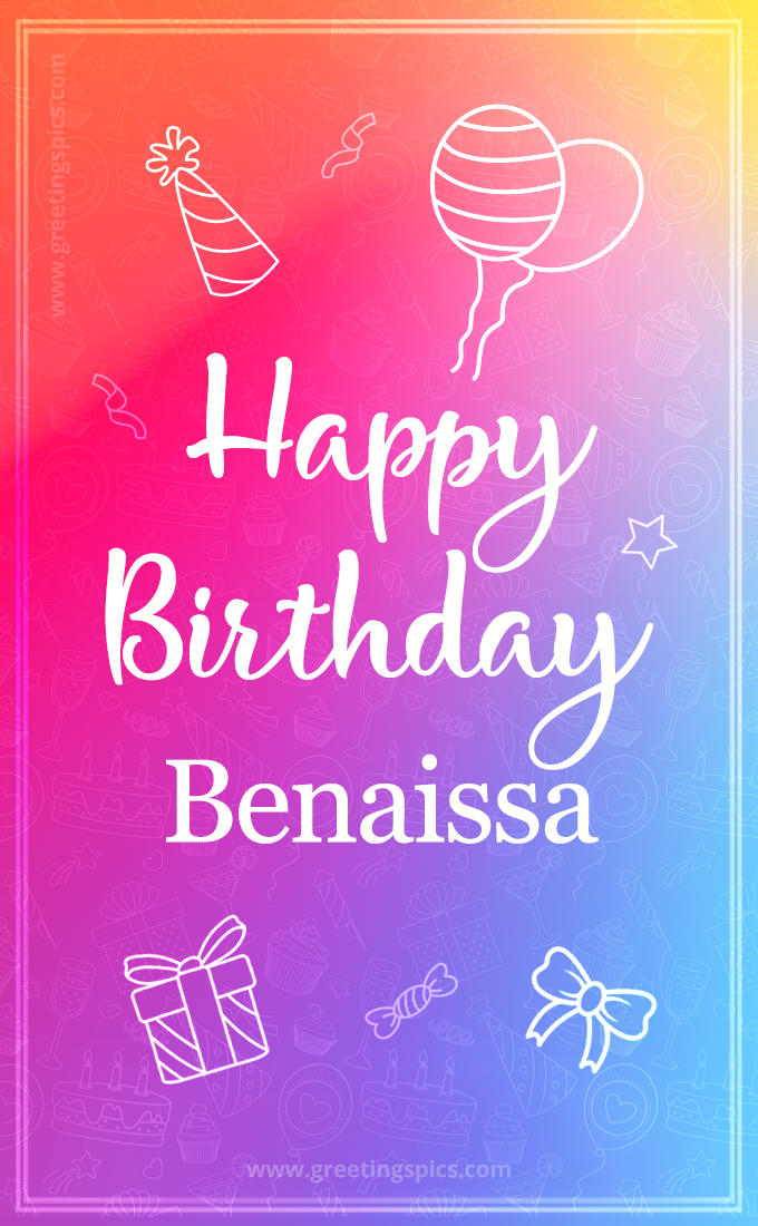 Colorful Happy Birthday Card For Benaissa (tall rectangle shape picture)