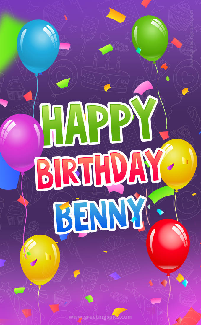 Happy Birthday Benny Festive Greeting Card (tall rectangle shape picture)