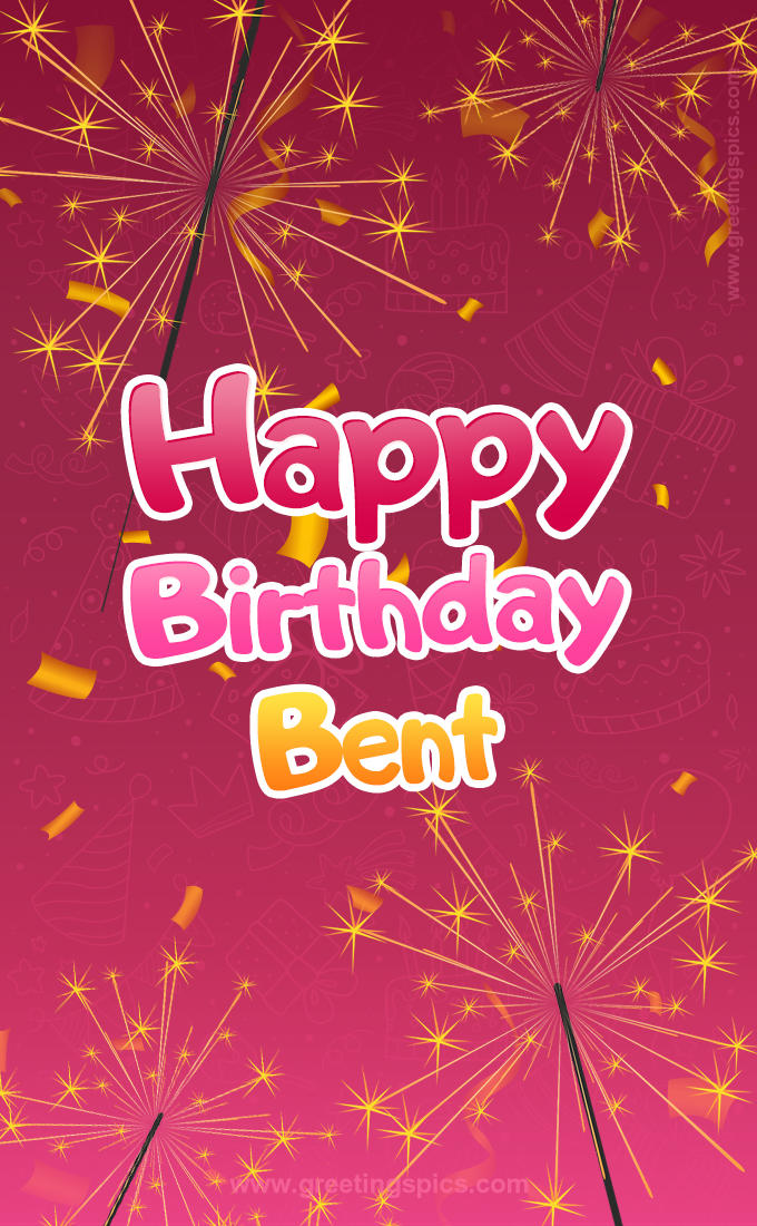 Happy Birthday Bent Image with sparklers (tall rectangle shape picture)