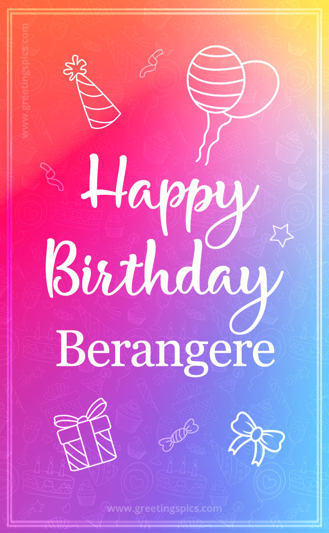 Colorful Happy Birthday Card For Berangere (tall rectangle shape picture)