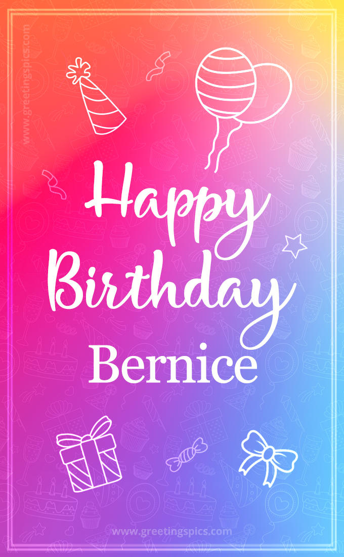 Colorful Happy Birthday Card For Bernice (tall rectangle shape picture)