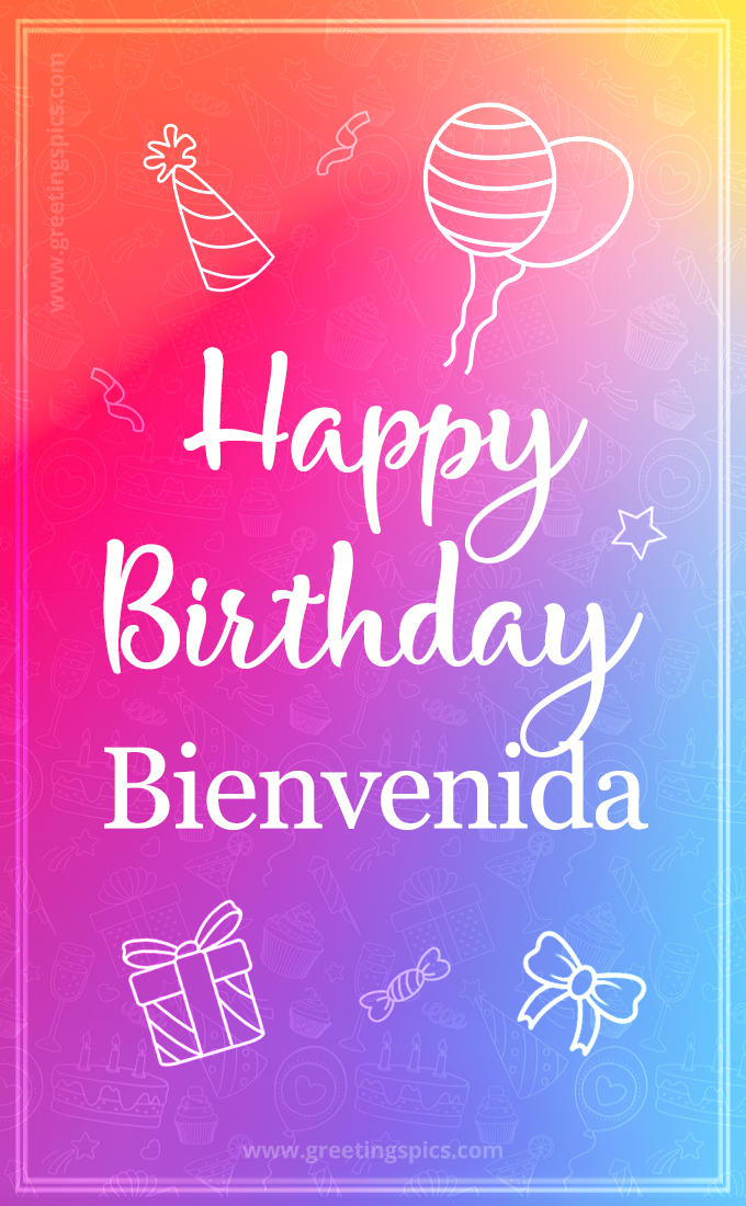 Colorful Happy Birthday Card For Bienvenida (tall rectangle shape picture)