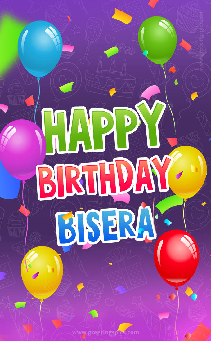 Happy Birthday Bisera Festive Greeting Card (tall rectangle shape picture)