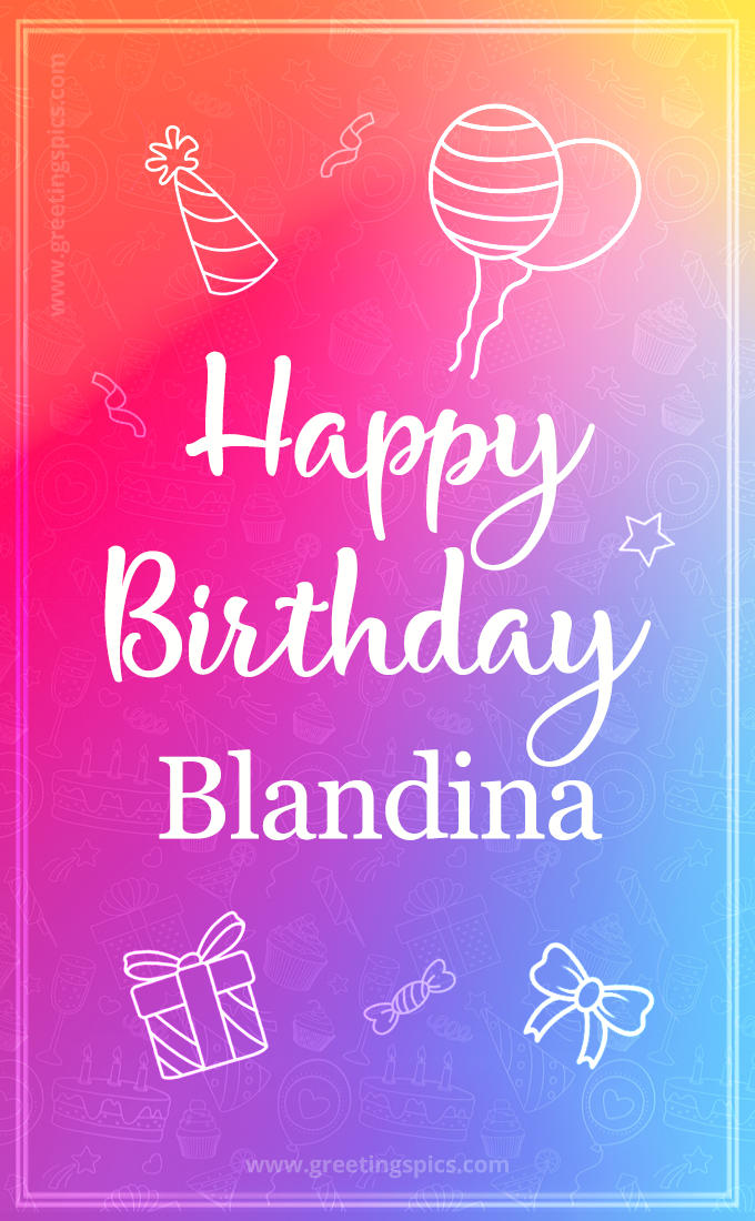 Colorful Happy Birthday Card For Blandina (tall rectangle shape picture)