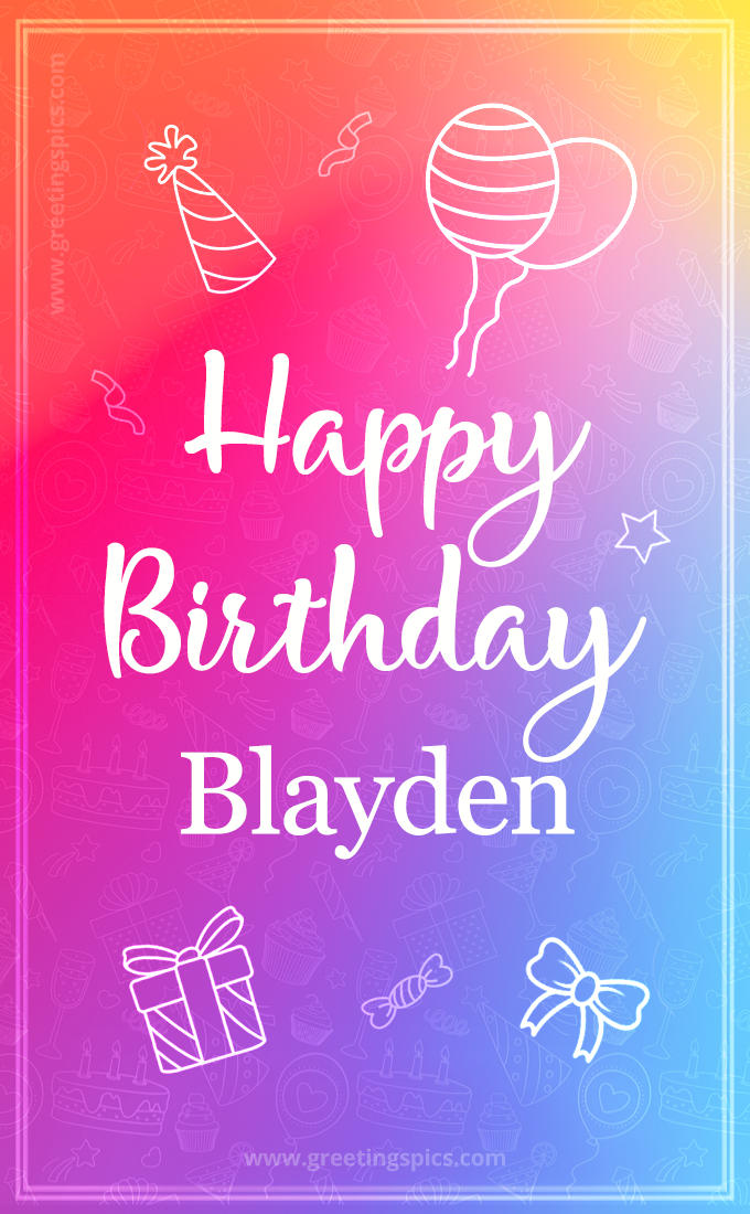 Colorful Happy Birthday Card For Blayden (tall rectangle shape picture)