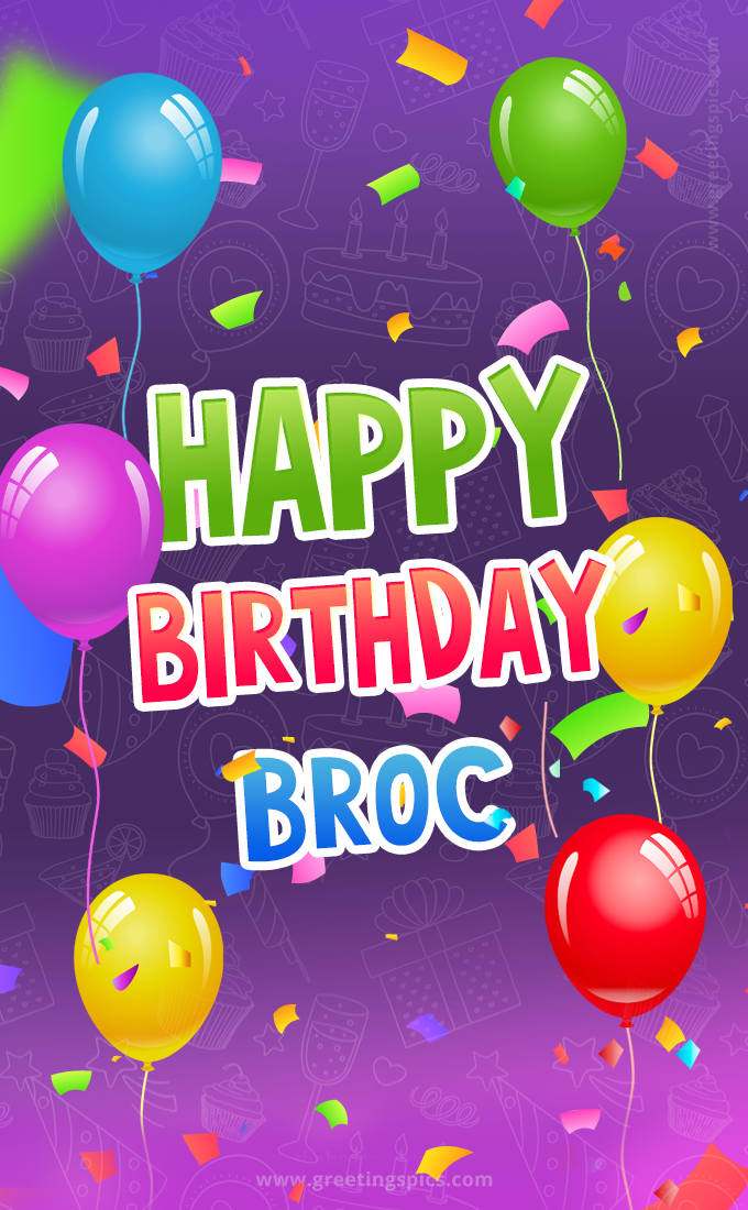 Happy Birthday Broc Festive Greeting Card (tall rectangle shape picture)