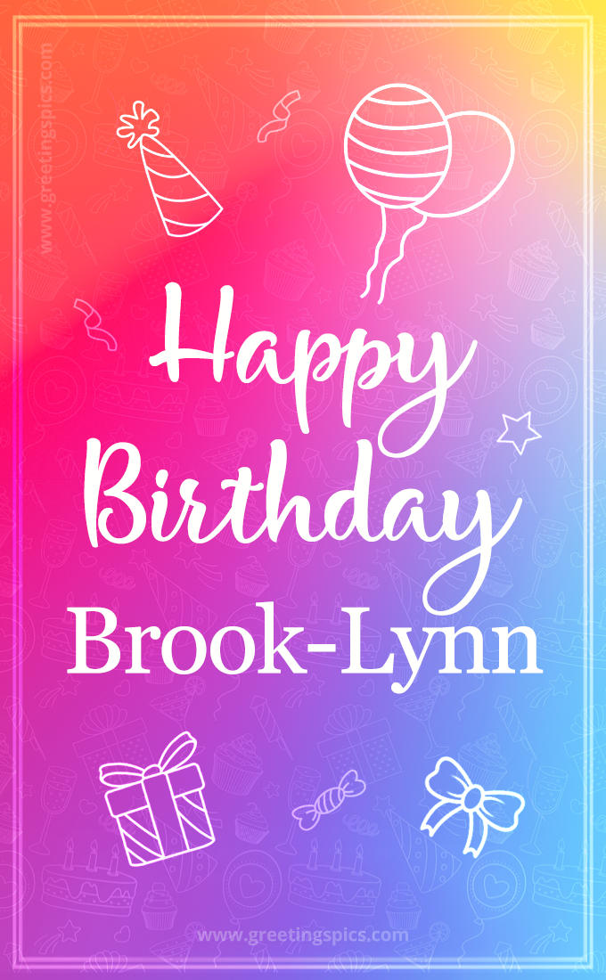 Colorful Happy Birthday Card For Brook-Lynn (tall rectangle shape picture)