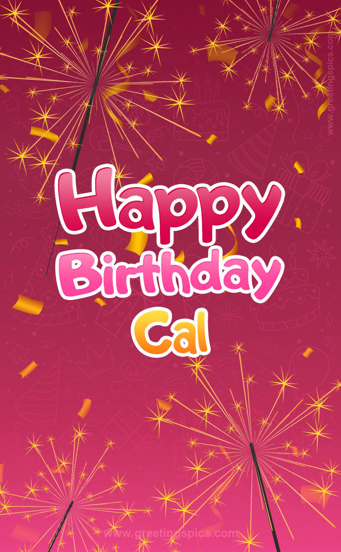 Happy Birthday Cal Image with sparklers (tall rectangle shape picture)