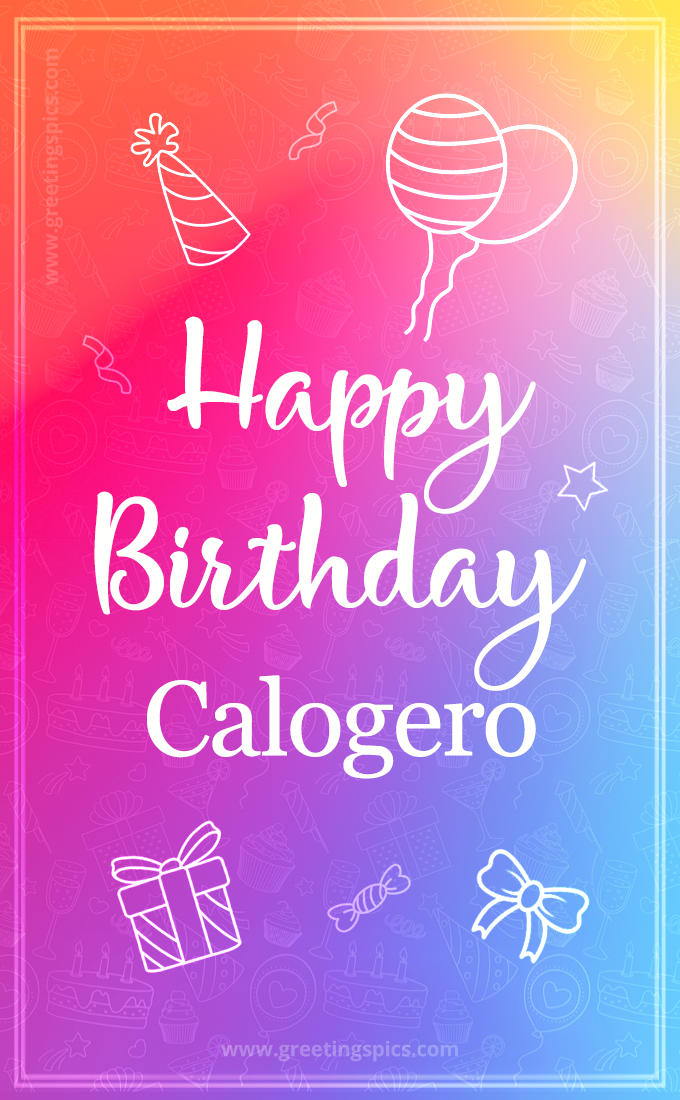 Colorful Happy Birthday Card For Calogero (tall rectangle shape picture)