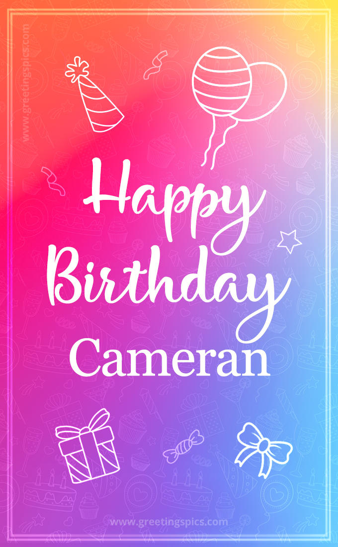 Colorful Happy Birthday Card For Cameran (tall rectangle shape picture)