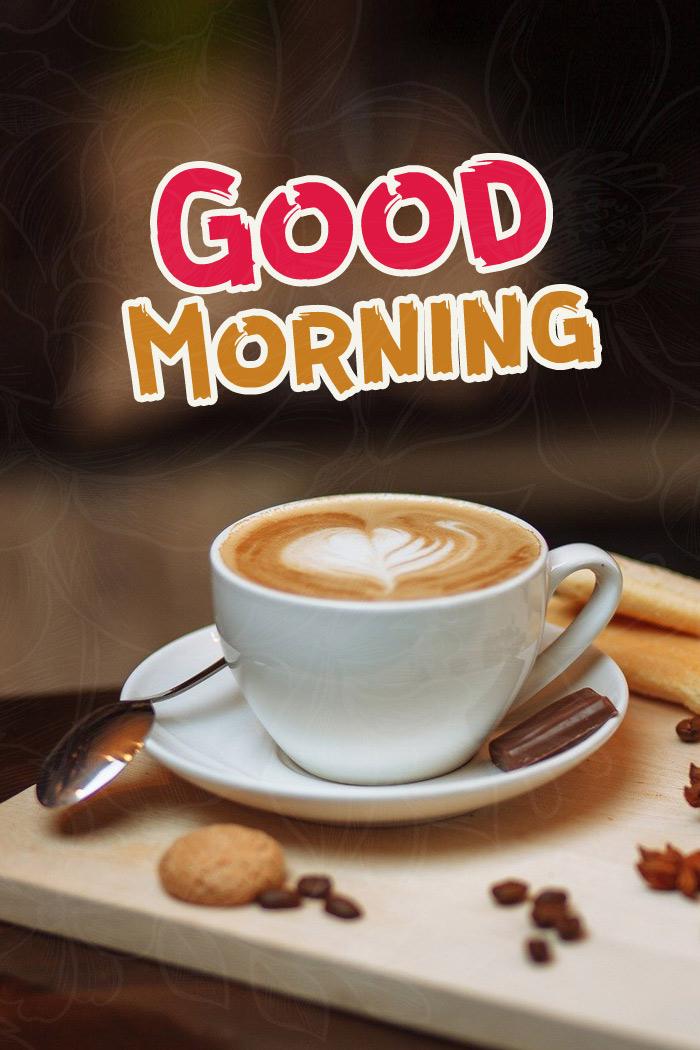 Good Morning, image with cup of coffee - vertical picture (tall rectangle shape picture)