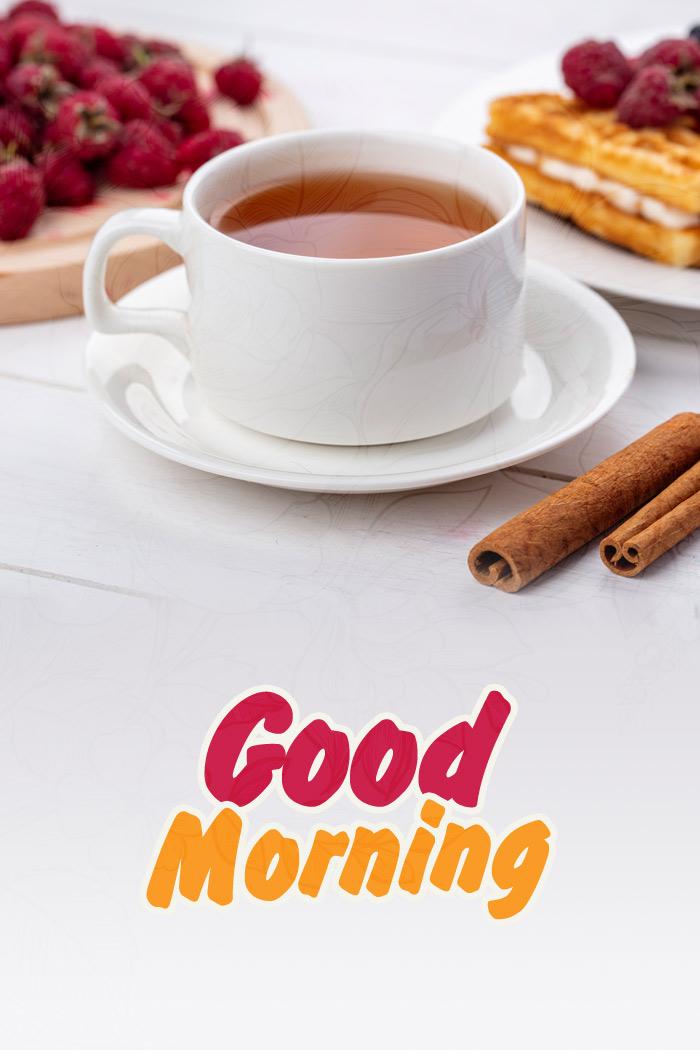 Good Morning Picture with breakfast - vertical image (tall rectangle shape picture)