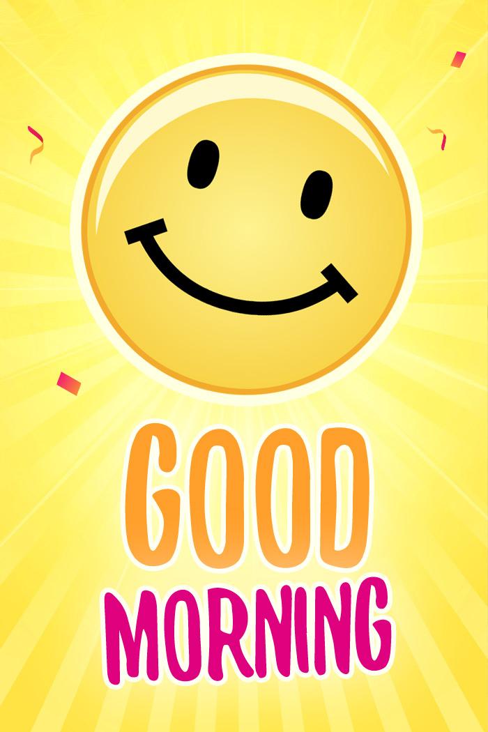 Good Morning Image with Smiley, vertical picture (tall rectangle shape picture)