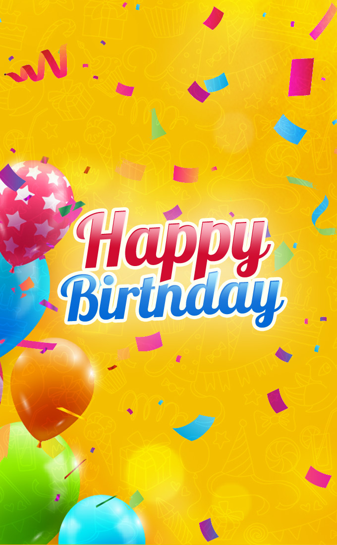 Happy birthday bright colorful image, vertical picture (tall rectangle shape picture)