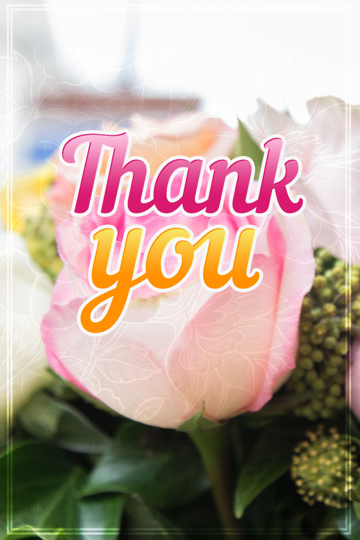 Beautiful Thank you image, vertical picture (tall rectangle shape picture)