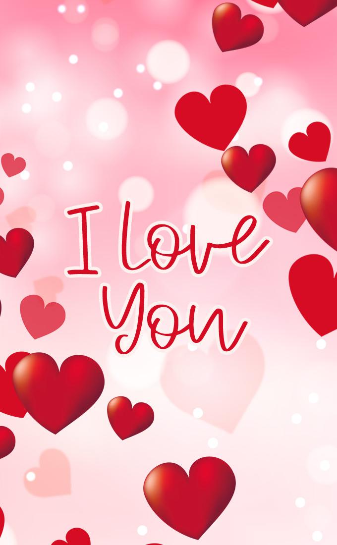 I Love You romantic Image with pink background, vertical picture (tall rectangle shape picture)