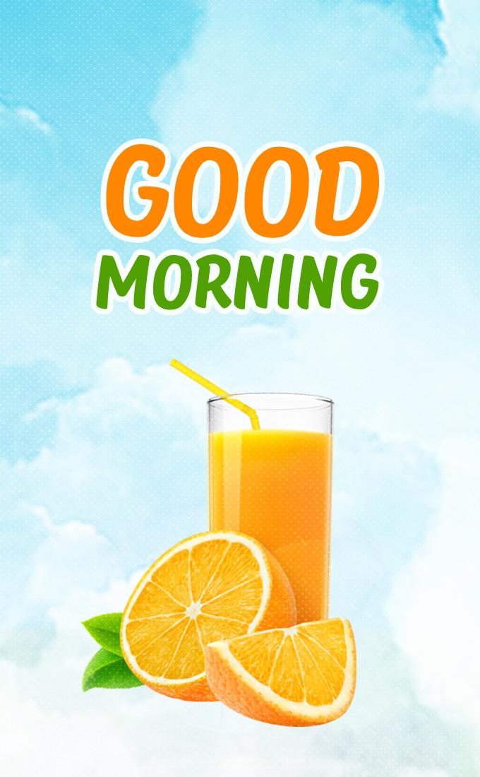 Good Morning Image with orange juice, vertical picture (tall rectangle shape picture)