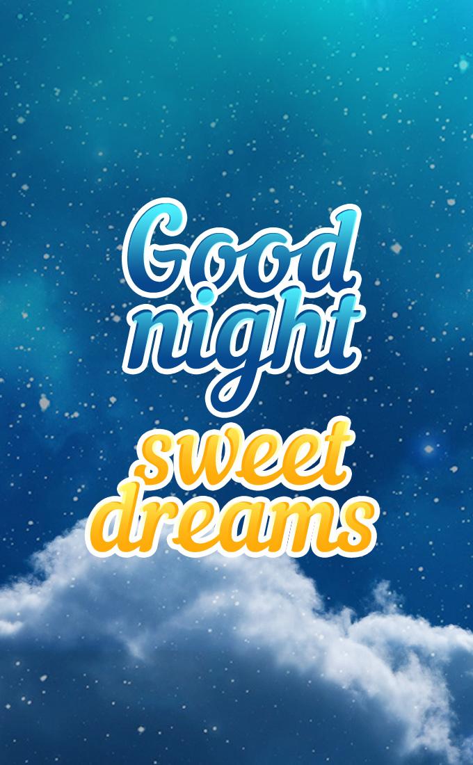 Good Night image with clouds on night sky, vertical picture (tall rectangle shape picture)