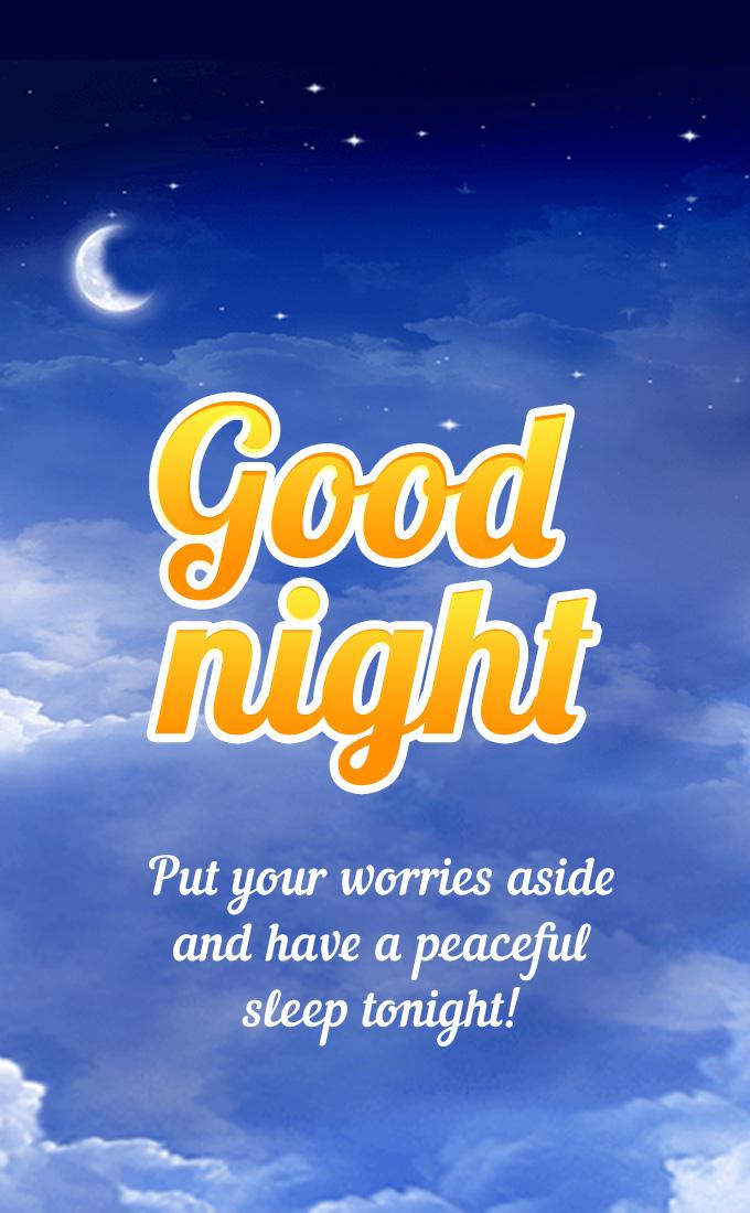 Good Night beautiful image with wishes, vertical picture (tall rectangle shape picture)