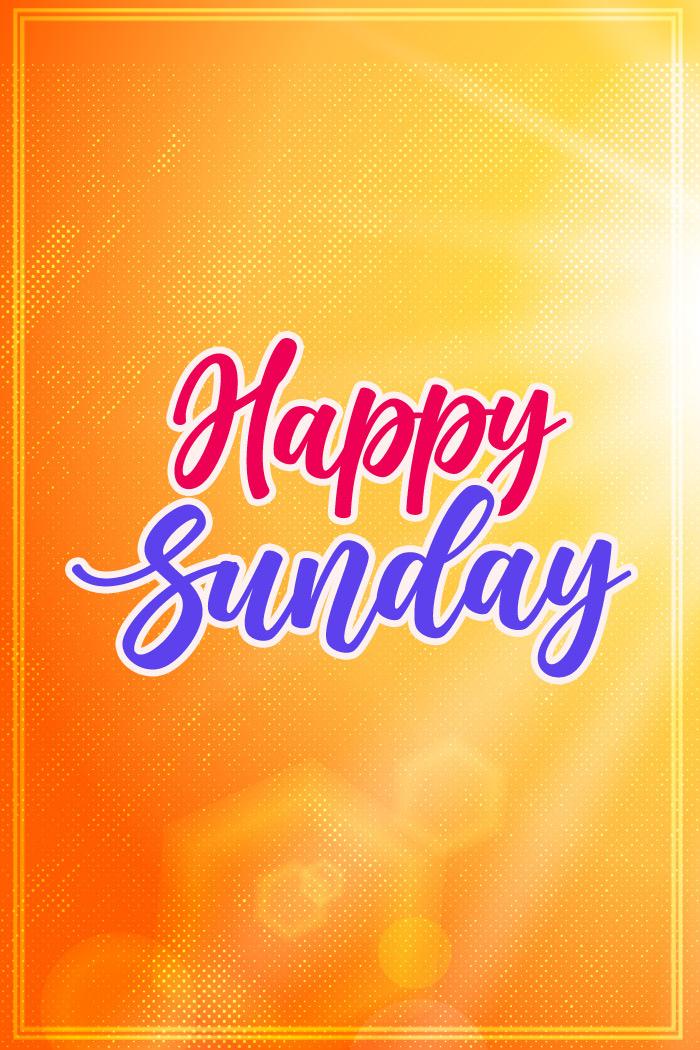 Happy Sunday Image with bright and colorful orange background, vertical picture (tall rectangle shape picture)